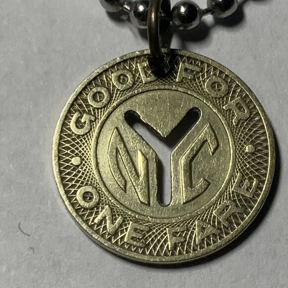 NYC 1970s & 1980s New York City Subway Token Pendant on Stainless Steel Chain🔗 - Picture 7 of 15